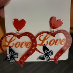 Heart Shaped Love Butterfly Earrings